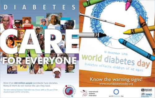 Frühere Plakate des Weltdiabetestags