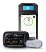 Accu-Chek Insight mit DBLG1 von Diabeloop mit Dexcom G6 Real-Time-CGM-System (rtCGM).
