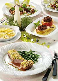 Weihnachtsmenü Lamm-Karree mit Bäckerkartoffeln